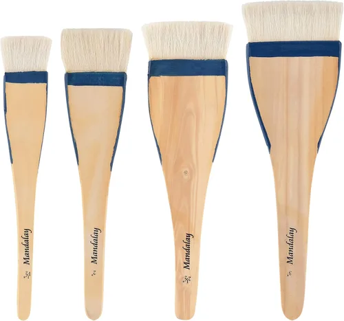 Vista 16 de Creative Mark Mandalay - Cepillo profesional de merluza para cabello de cabra – Pincel de pintura de 1 pulgada de ancho con mango de paleta