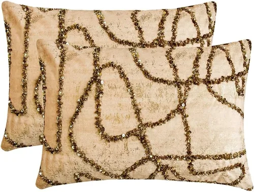 Vista 123 de The HomeCentric Fundas de almohada lumbares doradas de 12 x 14 pulgadas (11.8 x 13.8 in), de piel sintética, con diseño de animales, estilo moderno