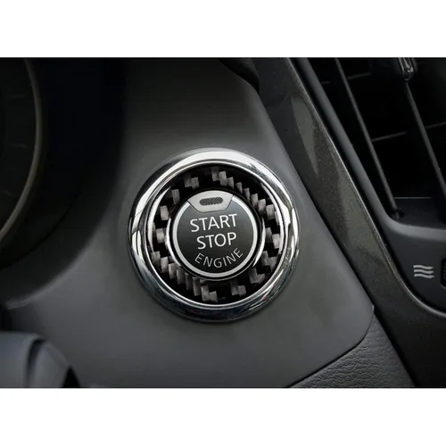 Vista 5 de Xotic Tech - Cubierta de anillo de botón de arranque de motor estilo fibra de carbono compatible con Infiniti Q50 Q60 2014-2019