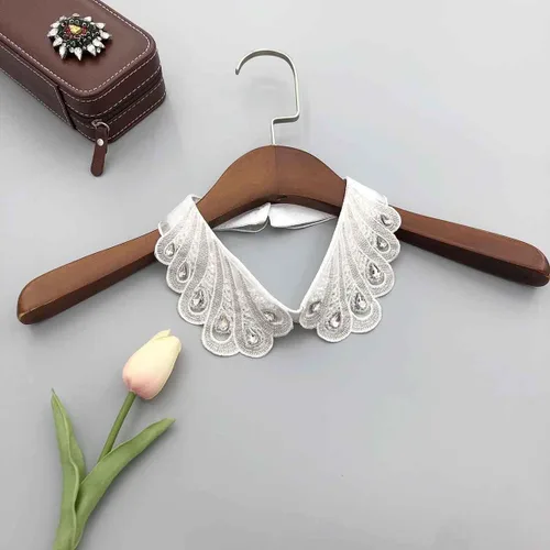 Vista 8 de Psivika Paquete de 2 collares de camisa para mujer, cuello falso, desmontable, collar de imitación de Dickey, collar de Peter Pan
