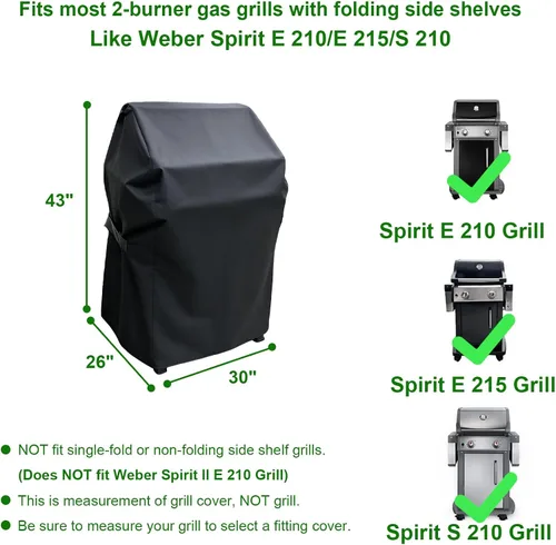 Vista 2 de Cubierta de parrilla pequeña impermeable para exteriores para Weber Spirit 210 Series (E 210, S 210, E 215), Charbroil, Kenmore Grills, cubierta