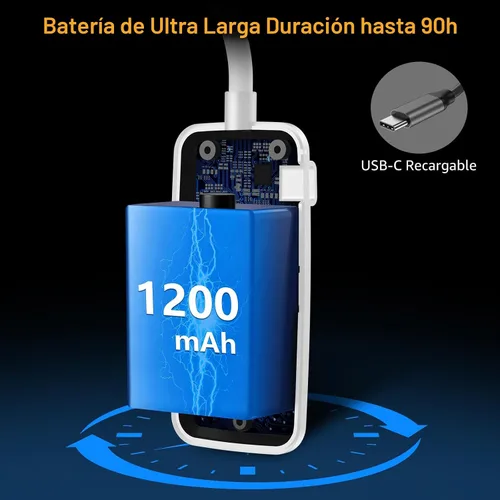 Vista 6 de Gritin Luz de libro recargable de 19 LED para leer en la cama Blanco