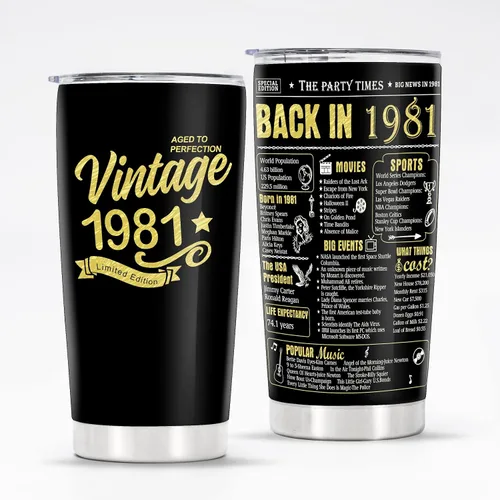 Vista 15 de Vasos de feliz cumpleaños 95 para hombres y mujeres, regalos de acero inoxidable en el año 1931, regalo de cumpleaños de 95 años para esposa