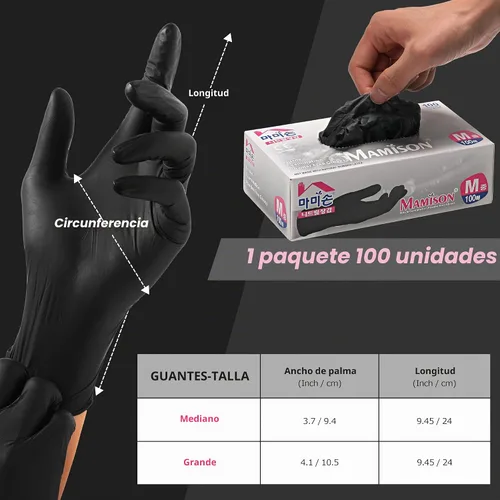 Vista 7 de MAMISON Black Nitrile Disposable Gloves, Powder-Free, Latex-Free, 4 Mil, 100 Count, Food Safe, BBQ, Kitchen, Cooking