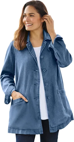 Vista 3 de Woman Within Chaqueta vaquera con espalda plisada para mujer, Multi
