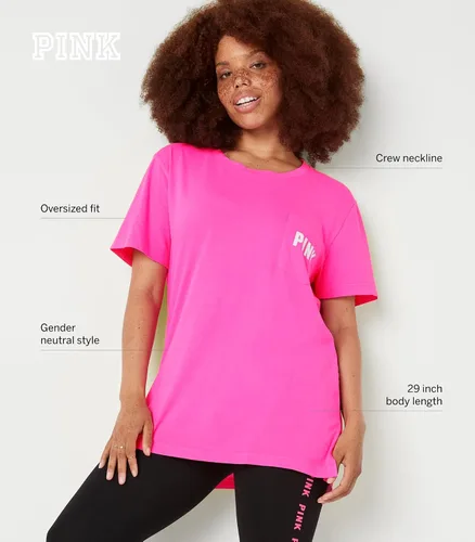 Vista 5 de Victoria's Secret Camiseta de manga corta de algodón rosa para mujer (XS-XXL)