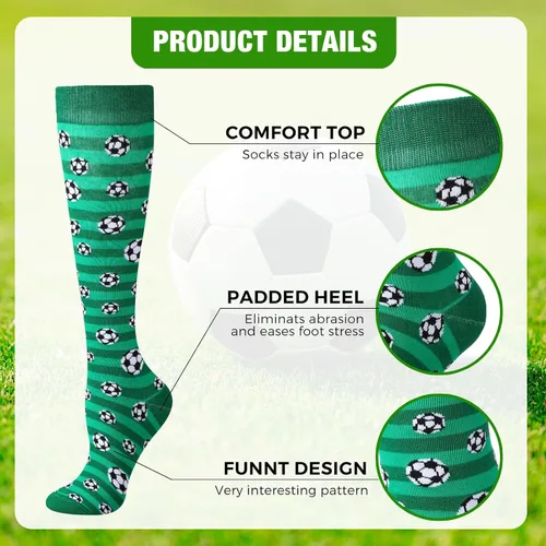 Vista 3 de Shinymoon 5 pares de calcetines novedosos de voleibol, fútbol, sóftbol para mujeres y hombres, divertidos calcetines deportivos de serie alta