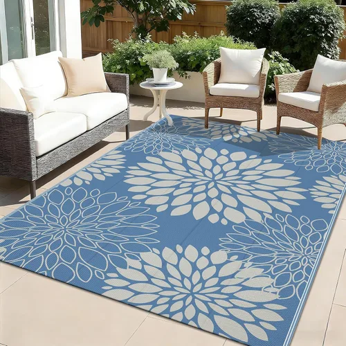 Vista 10 de Ileading Alfombra impermeable para exteriores de 5 x 8 pies, reversible, de paja de plástico, portátil, para interiores y exteriores, caravana