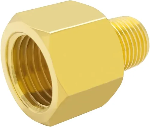 Vista 5 de Hooshing 2 piezas de adaptador reductor de rosca macho 1/4" NPT a hembra 1/2" NPT para tubería de latón