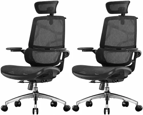 Vista 13 de M59AS Silla ergonómica de oficina, respaldo doble, soporte lumbar Negro