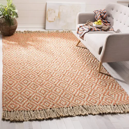 Vista 31 de SAFAVIEH Natural Fiber Collection - Alfombra decorativa, 2.3 x 4 pies, azul tropical y natural, yute bohemio con borlas de diamante, hecho a mano