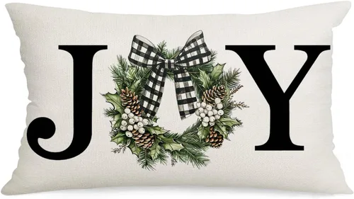 Vista 11 de AOFANGGO Funda de almohada de Navidad de 12 x 20 pulgadas, decoración navideña de árbol de leopardo, funda de cojín rústica para cama, silla, sofá
