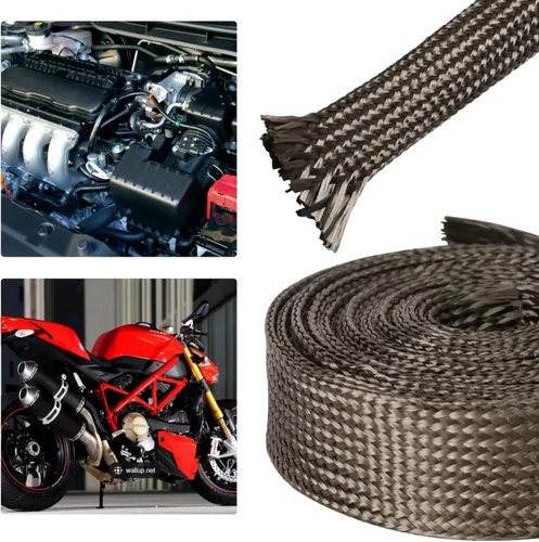 Vista 6 de Funda de protección térmica de alta temperatura – Línea de combustible para motor de automóvil, manguera de protección térmica, protector de cable