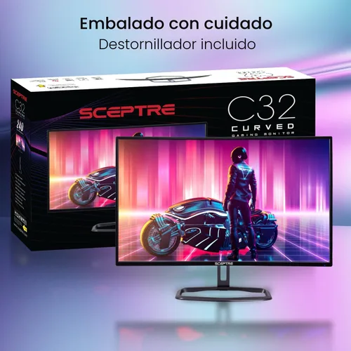Vista 9 de Sceptre Monitor curvo para juegos FHD 1080p de 32 pulgadas hasta 240 Hz, 1 ms, 99% sRGB AMD FreeSync Premium Altavoces integrados, HDMI x3