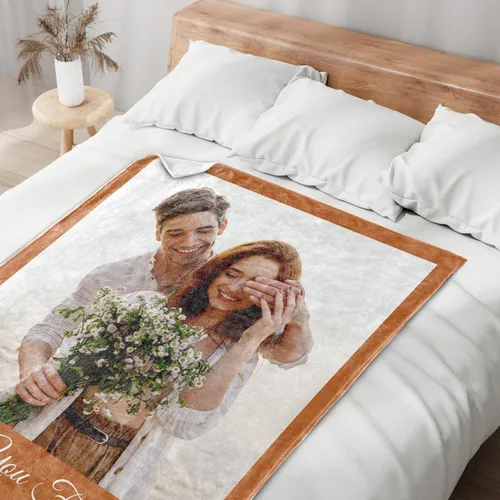 Vista 3 de Manta personalizada con imagen, regalos personalizados para novio, novia, regalos conmemorativos de aniversario para él, su pareja, regalos