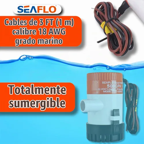 Vista 6 de SEAFLO Bomba de Sentina Serie 01 500 GPH – 12V, Salida de 3/4", Bomba Sumergible Marina con Protección Antibloqueo de Aire, Certificado CE y RoHS