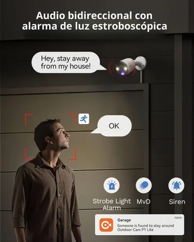 Vista 4 de LongPlus Cámara de seguridad Poe 4K-UHD de 8MP, funciona con NVR, cámara bala con cable, visión nocturna a color, focos LED, alarma de luz