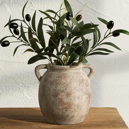 Vista 12 de Dobbyby - Florero de cerámica de 12 pulgadas, jarrón rústico para decoración del hogar, cerámica hecha a mano, jarrones altos de terracota