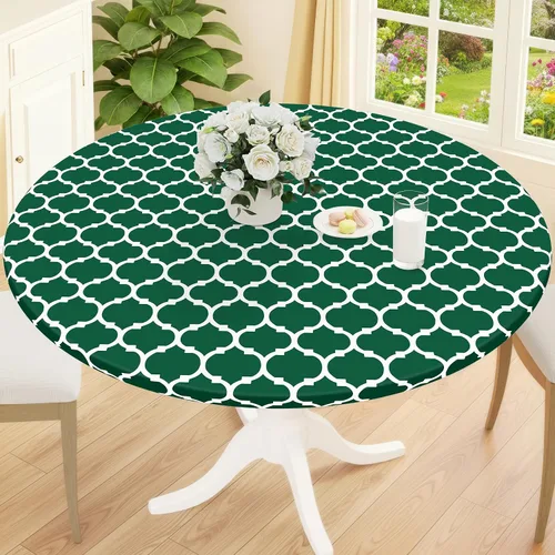Vista 15 de Smiry Mantel redondo de pícnic, fundas de mesa elásticas impermeables para mesas de 18 a 24 pulgadas, manteles de vinilo con parte trasera