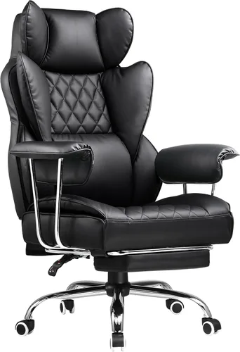 Vista 10 de COMHOMA Silla de juegos grande y alta con soporte lumbar de resorte de bolsillo, silla de oficina ergonómica con reposapiés, silla de escritorio
