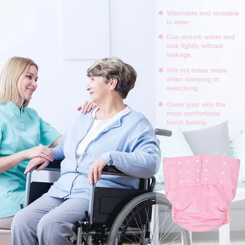 Vista 5 de 2 pañales reutilizables para adultos, pañales de tela lavables antifugas, pañales para adultos para incontinencia anciana, mujeres y hombres