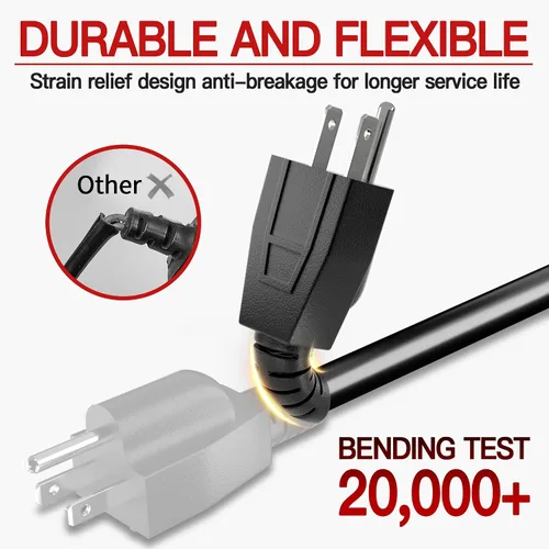 Vista 4 de Skrizcable Cable de extensión para exteriores de 16/3, 50 pies, impermeable, resistente a la intemperie y ignífugo, cable de alimentación negro de 3