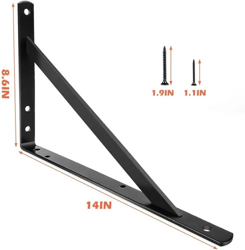 Vista 2 de Soportes de estante de 14 pulgadas, soporte flotante resistente para estantes abiertos, soportes de pared angulares de metal negro para 14 y 16