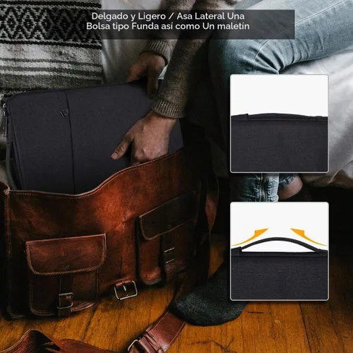 Vista 6 de Funda para portátil de 13 pulgadas para portátil de 13.5-14.4 pulgadas Surface Laptop Studio/6/5/4/3, Surface 7th de 13.8", Asus ZenBook/Dell Negro