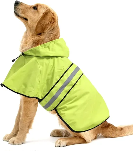 Vista 23 de Impermeables Reflectantes Impermeables para Perros - Chaqueta de Lluvia Ajustable para Cachorros, Chubasqueros Ligeros con Capucha para Perros