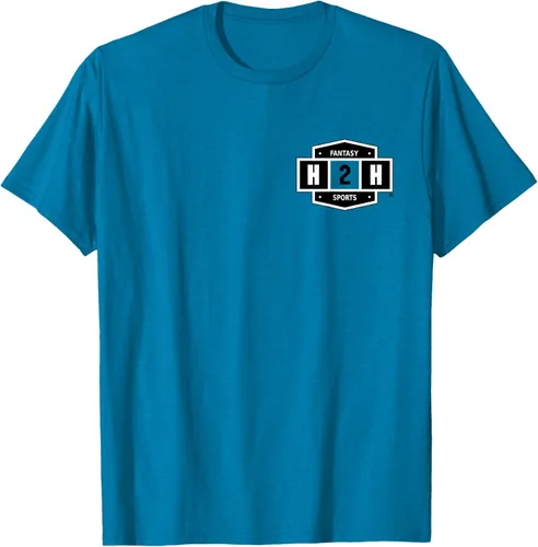 Vista 7 de H2H Fantasía Deportes bolsillo logotipo playera, Césped Azul Pastel