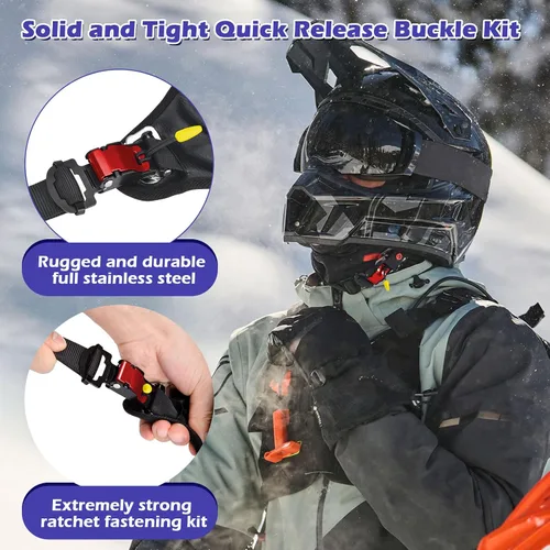 Vista 5 de iGuerburn Kit de hebilla de liberación rápida para casco de motocicleta, accesorios de casco de motocicleta de acero inoxidable, hebilla de correa