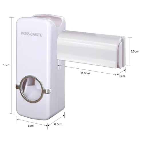 Vista 2 de Allstar Innovations - Presione 2 pasta - Dispensador automático de pasta de dientes manos libres y soporte para cepillos de dientes