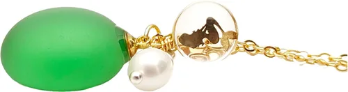 Vista 6 de Green Oval Sea Glass Mermaid Nature Freshwater Pearl December Birthstone Pendant Gold Plated Necklace for Women Handmade
