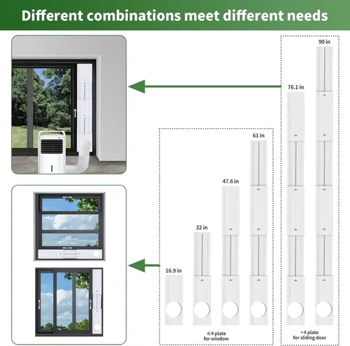 Vista 7 de Kit de ventilación de aire acondicionado portátil mejorado para puerta corrediza con filtro de acoplador 4 en 1, adecuado para manguera de escape