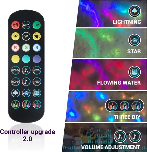 Vista 8 de FUSLITE Luz LED 3D Thundercloud, luces de nube de techo con control remoto, kit de bricolaje, nubes LED para techo, sala de juegos, dormitorio