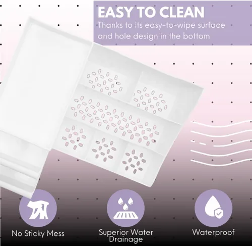 Vista 5 de Mantello Organizador de maquillaje para tocador - Organizador de cosméticos blanco con múltiples compartimentos para maquillaje y artículos de aseo