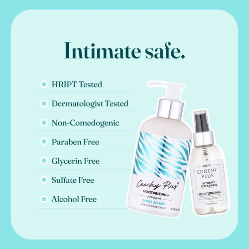 Vista 6 de Kit completo de afeitado íntimo IntiMD Coochy Plus - Coco Allure y humectante calmante de protección después del afeitado orgánico - Fórmula