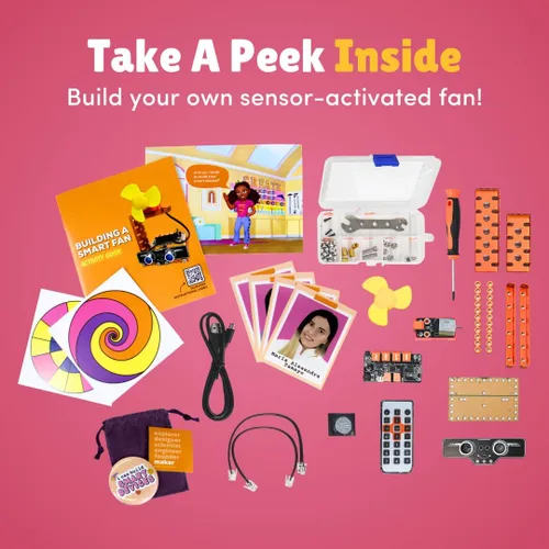 Vista 5 de Dear Smart Girl Ventilador inteligente de bricolaje: kit de ingeniería mecánica, ventilador con sensores e ilusiones ópticas, regalo para niñas de 6