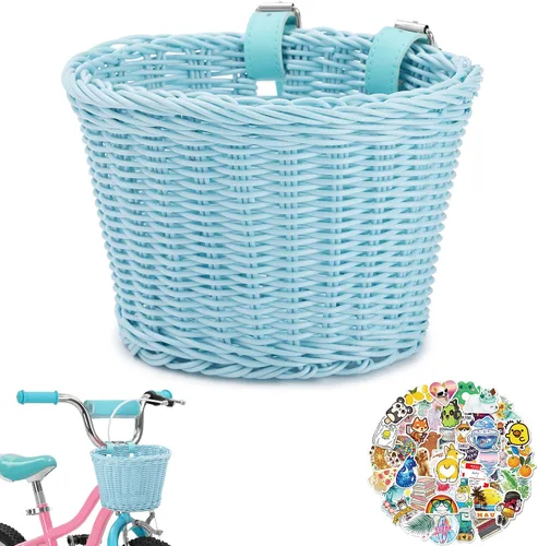 Vista 8 de Cesta delantera para bicicleta de niños, tejida a mano multicolor, para niños y niñas