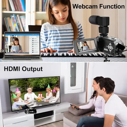 Vista 5 de Videocámara Cámara de vídeo 4K HD 48MP Vlogging Cámara para YouTube 3.0 "Videocámara con pantalla táctil, 18X Grabadora de Cámara Digital Zoom