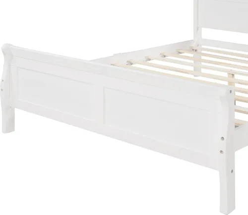 Vista 8 de Harper & Bright Designs Base de cama de madera tamaño Queen con cabecero y estribo, cama de plataforma tamaño Queen con soporte de listones