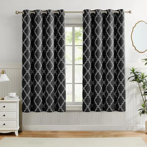 Vista 33 de Melodieux Cortinas 100% opacas de 96 pulgadas de largo para sala de estar, dormitorio estilo marroquí, aislamiento térmico, ahorro de energía