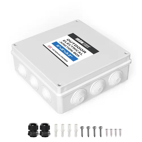 Vista 10 de Iron Forge Cable Caja eléctrica para exteriores, 8 "x 6.2"x 3.2" pulgadas caja de conexiones blanca con accesorios, caja impermeable perforable