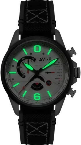 Vista 3 de AVI-8 Reloj Hawker Harrier Dual Retrograde Cronógrafo Correa de Cuero Genuino