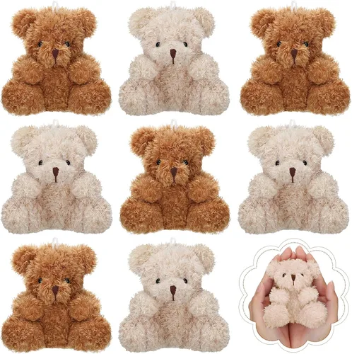 Vista 12 de Threan 8 piezas de mini osos de peluche de 4 pulgadas, pequeños osos de peluche a granel, juguetes de animales de peluche suaves, muñecos de oso