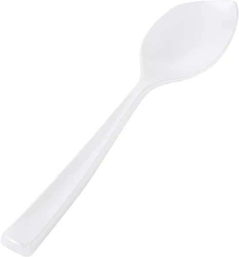 Vista 15 de Restaurantware Cucharas de postre de 4.5 x 1 pulgada, 100 cucharas desechables de degustación, asas resistentes, cucharas de plástico amarillo bebé