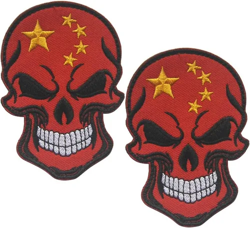 Vista 21 de AliPlus - 2 parches de calavera con bandera estadounidense de EE. UU., gancho y bucle