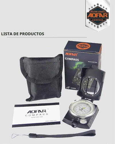Vista 5 de AOFAR Military Compass,AF-4580 Lensatic Sighting, Waterproof and Shakeproof with Map Measurer Distance Calculator, Pouch for Camping, Hiking
