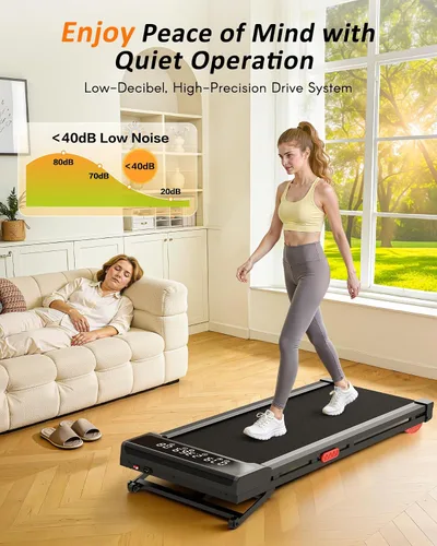 Vista 8 de Walking Pad Treadmill with Handle Bar,Walking Pad with Incline 8%,2.5HP Quiet Under Desk 320 lbs 2 in 1Treadmills for Home Office,Compact Foldable