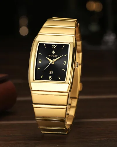 Vista 8 de WWOOR Relojes cuadrados para hombres y mujeres, reloj cuadrado de acero inoxidable para hombre con fecha, reloj casual con fecha cuadrada